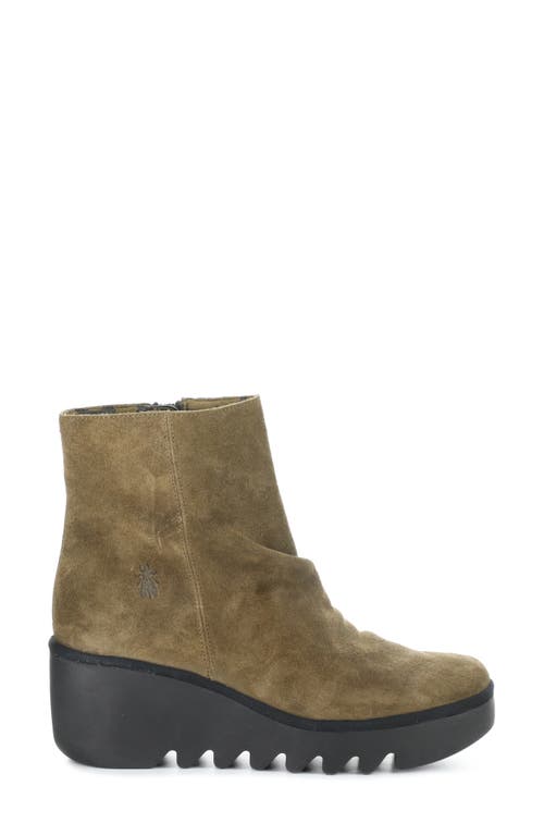 Fly London Baan Platform Wedge Bootie In Green
