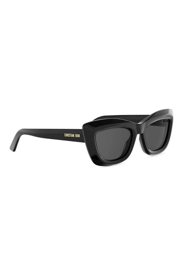 'DiorMidnight B3I 54mm Cat Eye Sunglasses, Alternate, color, SHINY BLACK / SMOKE
