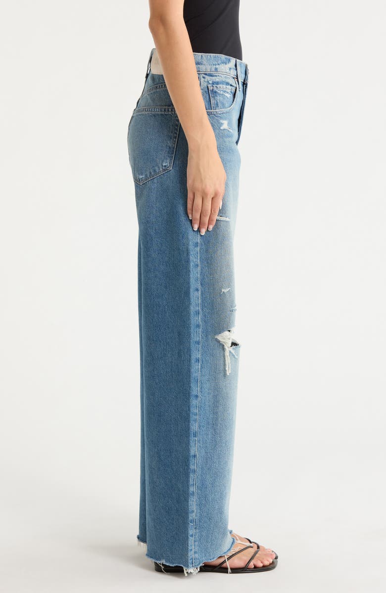 PAIGE Arellia Skimmer Covered Button Fly Wide Leg Jeans, Alternate, color, Terazzo Destructed Chew Hem