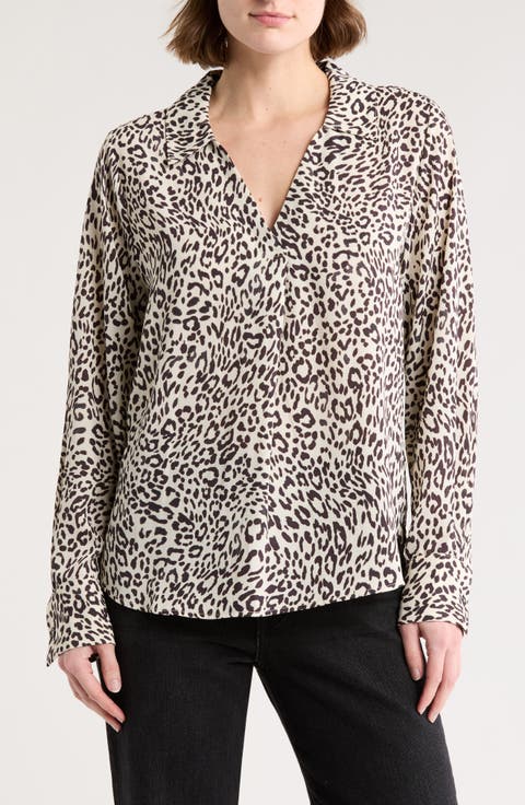 Johnny Collar Long Sleeve Tunic Top