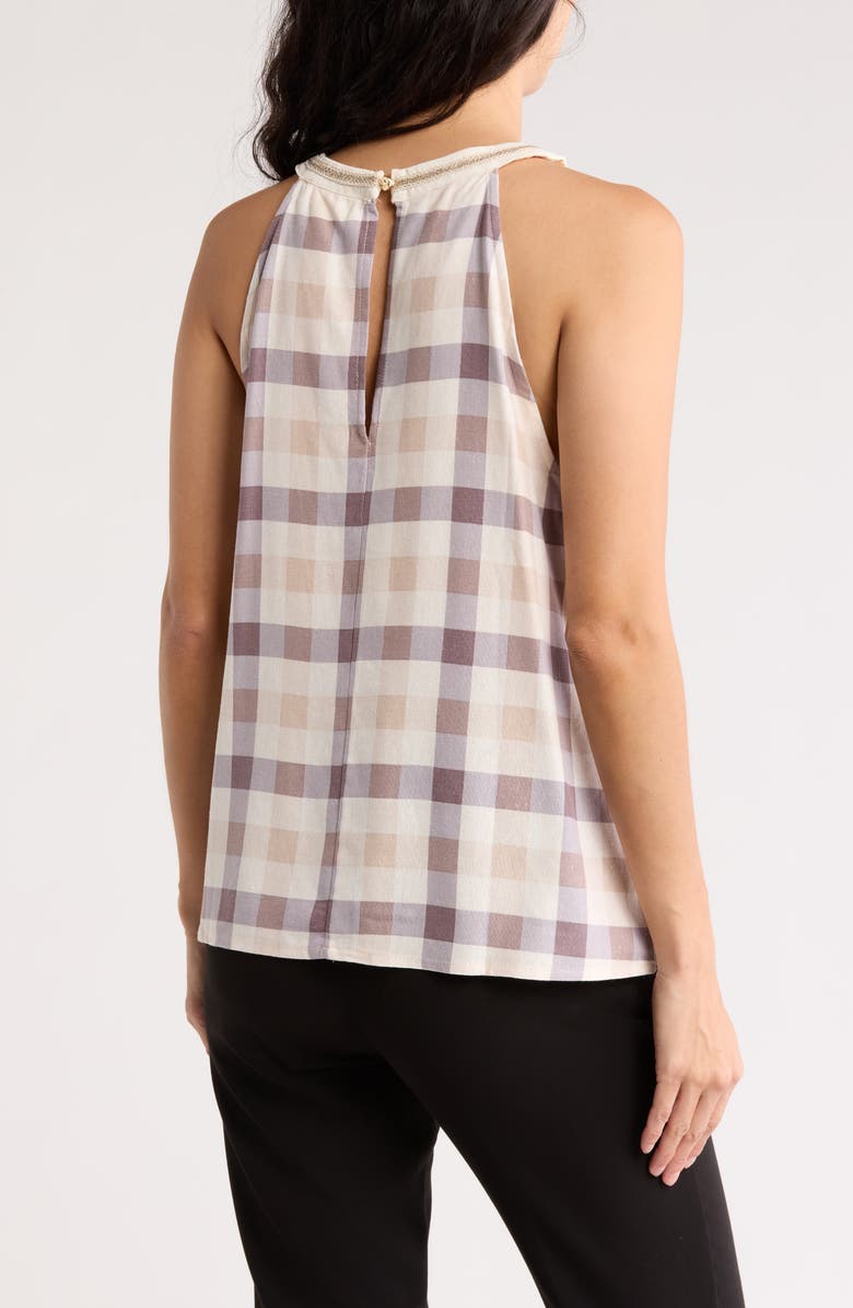 BY DESIGN Nashville Halter Neck Top, Alternate, color, Plaid Party/ Natural Brown
