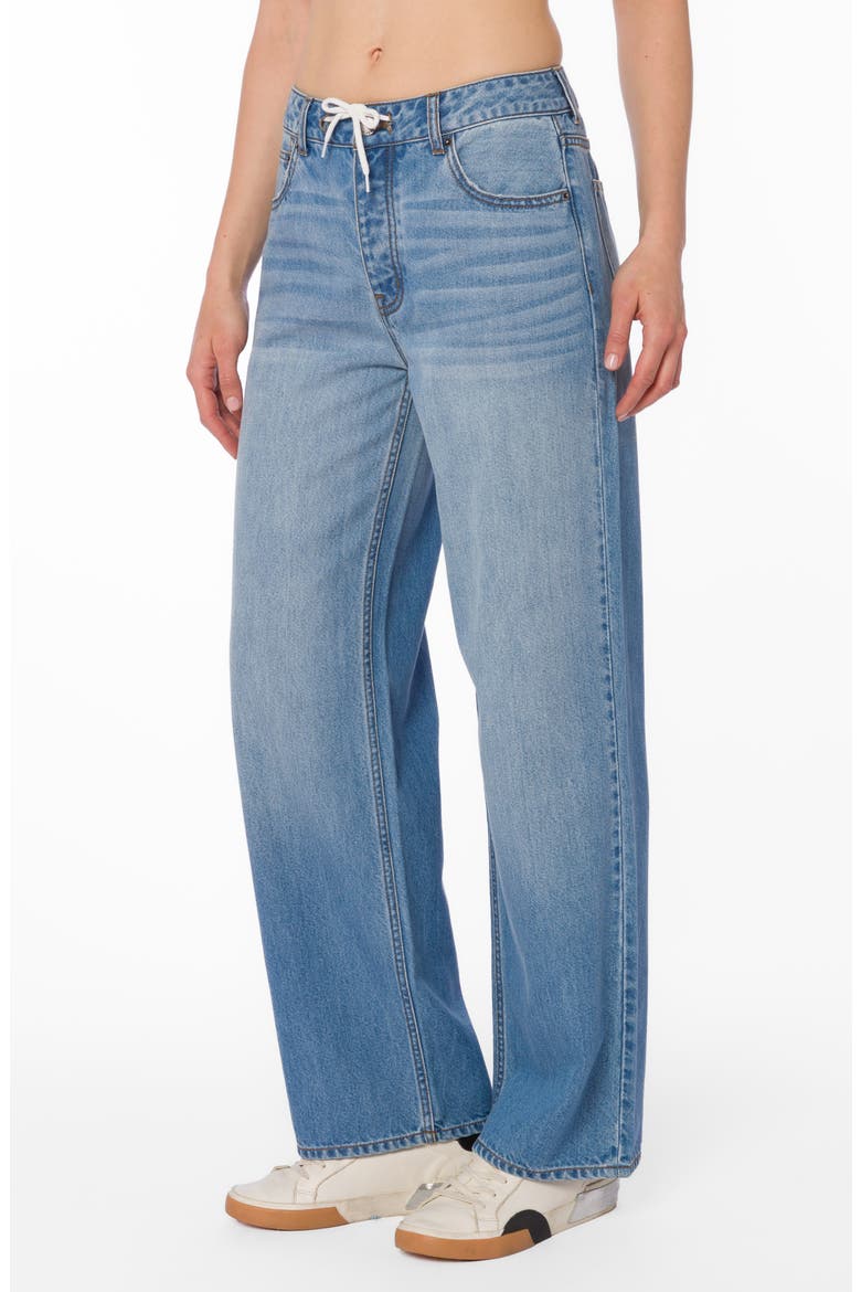 Pam Drawstring Straight Leg Jeans, Alternate, color, WELLINGTON