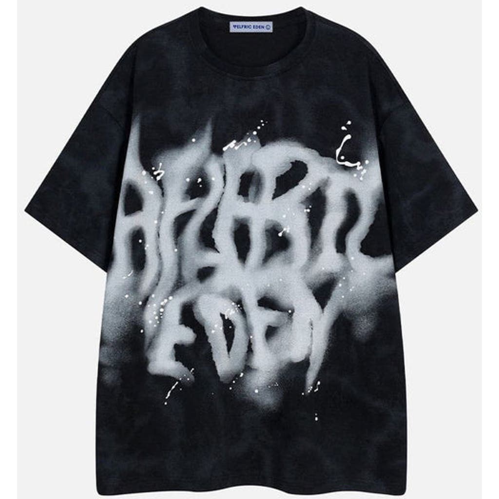 Aelfric Eden Washed Abstract Graphic Tee In Black