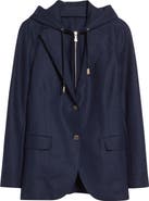 Eleventy Wool Blend Flannel Blazer with Removable Hooded Bib