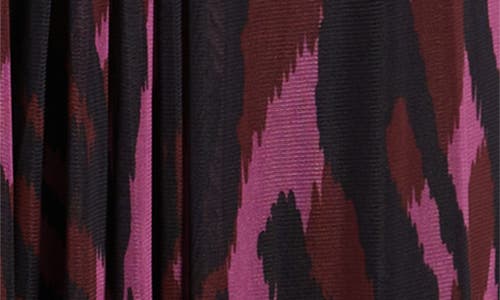 Anne Klein Abstract Print Twist Front Long Sleeve Mesh Maxi Dress In Multi