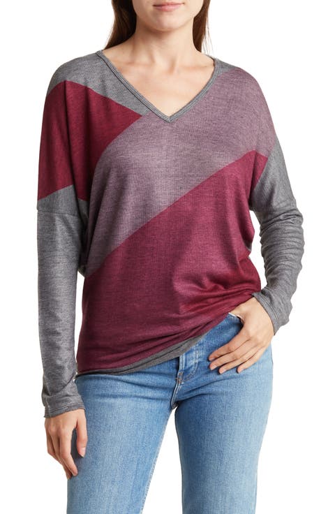 V-Neck Asymmetric Long Sleeve T-Shirt