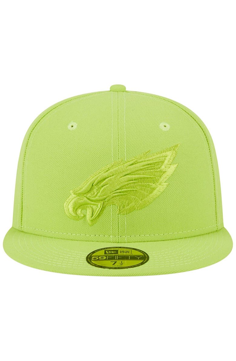 New Era Men's New Era Neon Green Philadelphia Eagles Color Pack Brights 59FIFTY Fitted Hat, Alternate, color, 