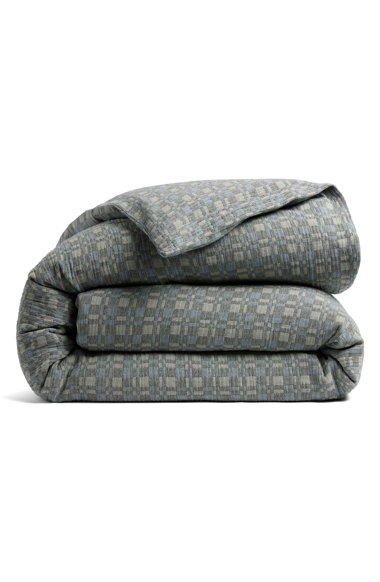 Parachute Modern Check Duvet Cover - Dusk And Moss, King/California King