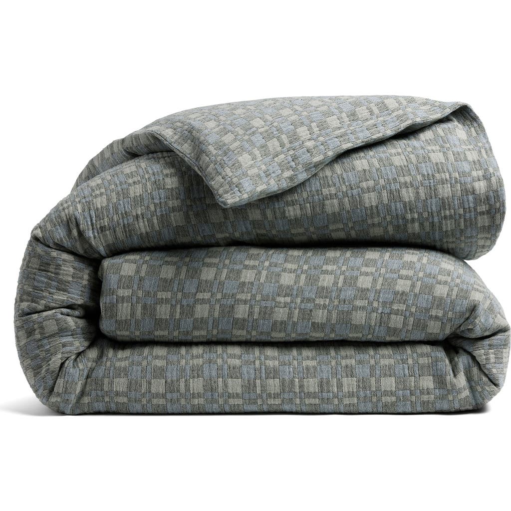 Parachute Modern Check Organic Cotton Jacquard Duvet Cover In Green