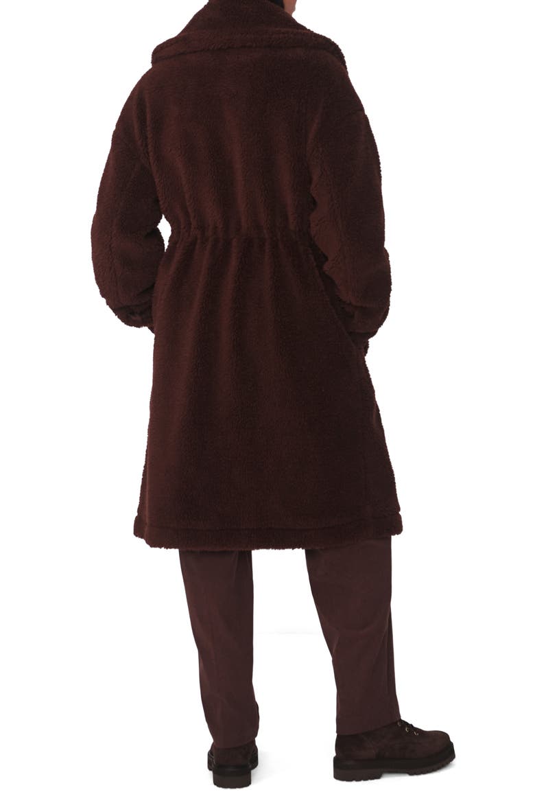 Bennet Long Faux Shearling Coat, Alternate, color, DARK CHESTNUT