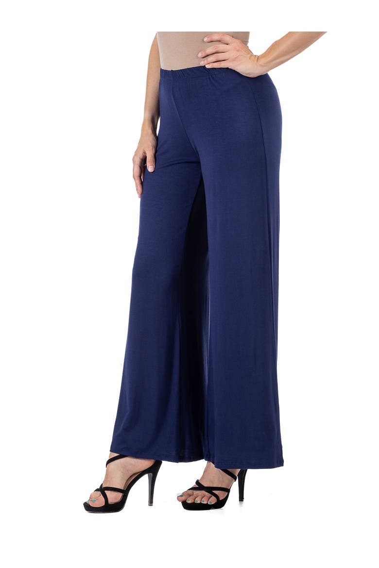 Petites Comfortable Solid Color Palazzo Pants, Alternate, color, Navy