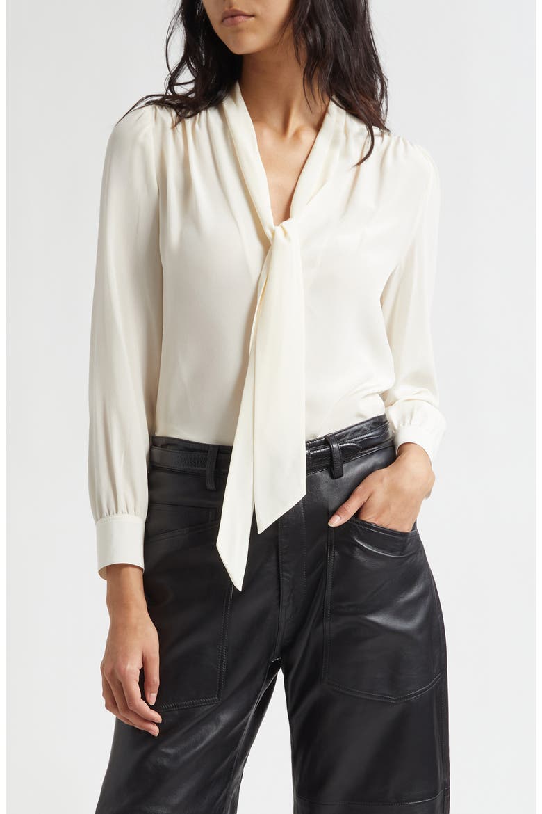 Colt Tie Neck SilkTop, Main, color, IVORY