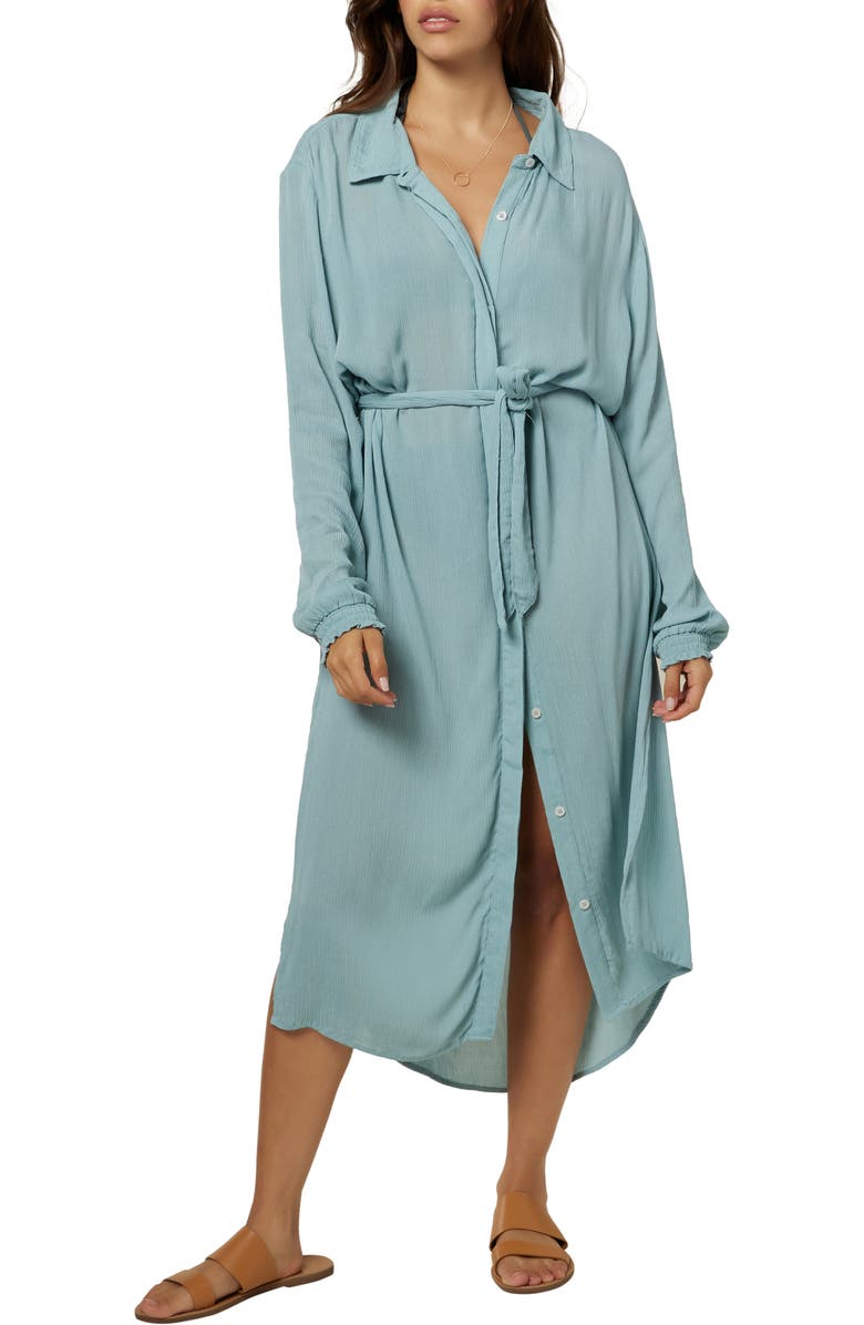 O'Neill Dockside Long Sleeve Cover-Up Shirtdress, Main, color, 