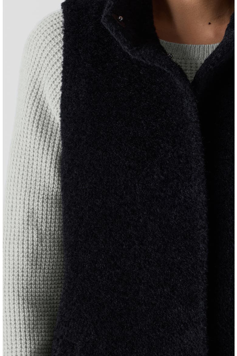 High Collar Wool Blend Fleece Vest, Alternate, color, BLACK
