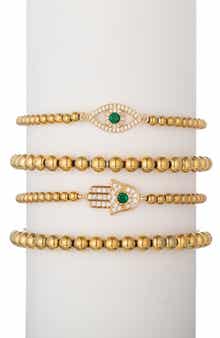 EYE CANDY LOS ANGELES Set of 4 Heena Evil Eye Hamsa Stretch Bracelets