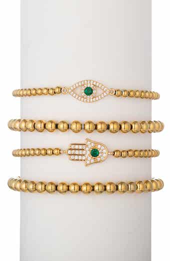 Set of 4 Heena Evil Eye Hamsa Stretch Bracelets