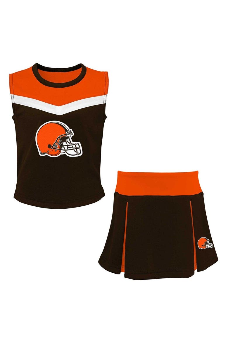 Girls Youth Brown Cleveland Browns Spirit Two-Piece Cheerleader Set, Main, color, Brown