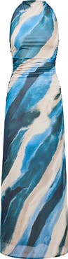 Ever New Josette Print Halter Jersey Maxi Dress