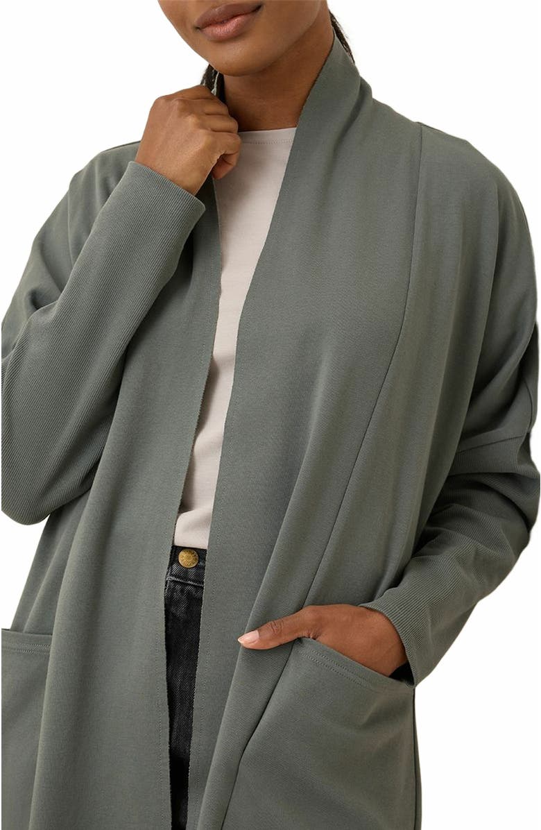 Pact Organic Cotton Airplane Wrap Cardigan, Alternate, color, Castor Grey