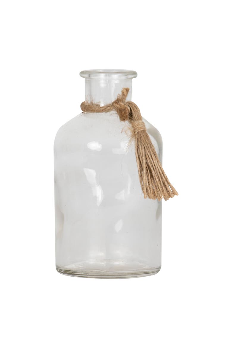 Natural Glass & Jute Bud Vase, Main, color, Clear