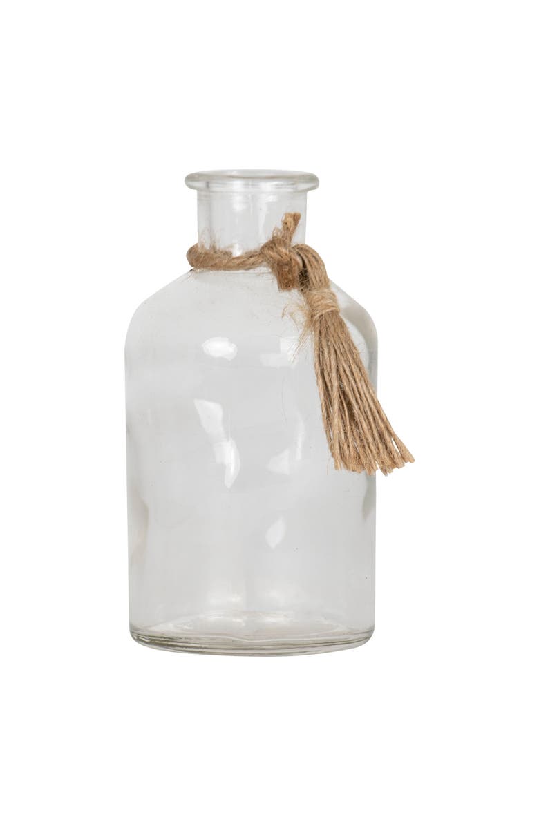 Foreside Home and Garden Natural Glass & Jute Bud Vase, Main, color, Clear