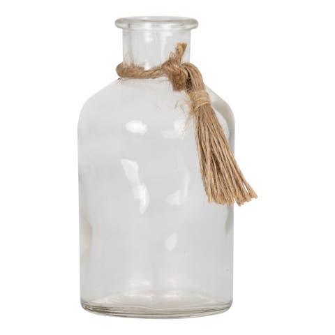 Natural Glass & Jute Bud Vase
