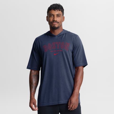 Men's Nike Navy Boston Red Sox Arched Wordmark Tri-Blend Hooded T-Shirt