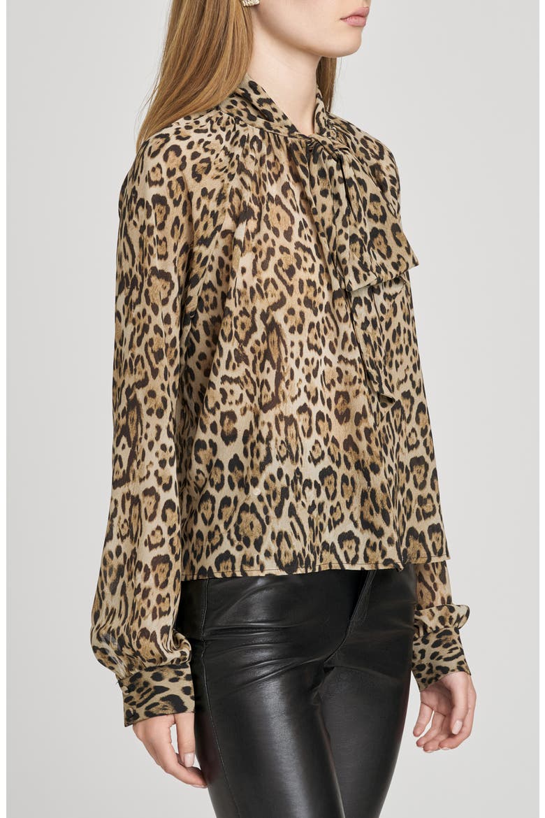 x Sara Walker Leopard Georgette Blouse, Alternate, color, LEOPARD