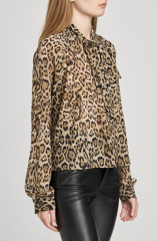 Wayf X Sara Walker Leopard Georgette Top In Animal Print