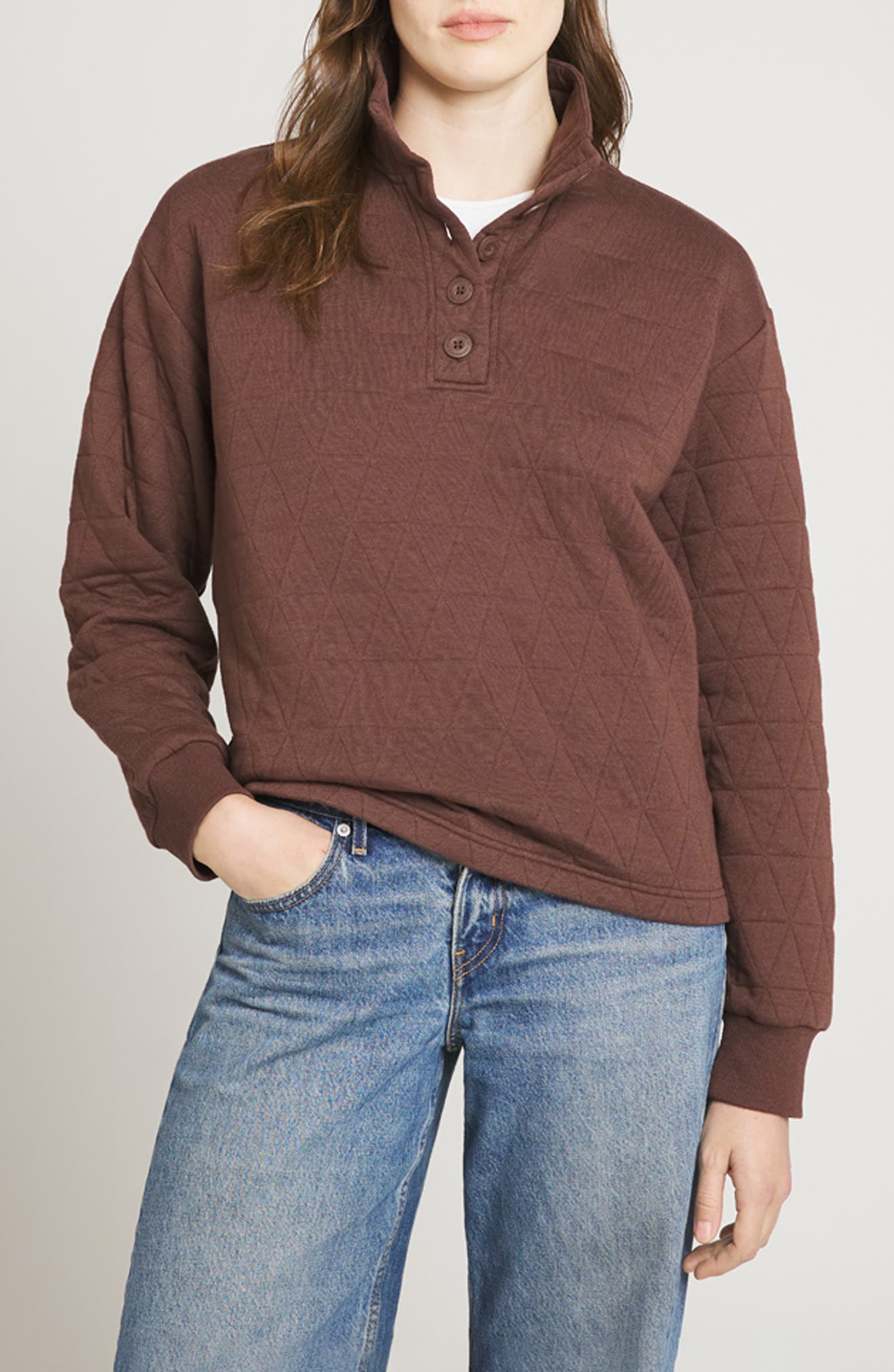 Quilted Pullover Sweatshirt