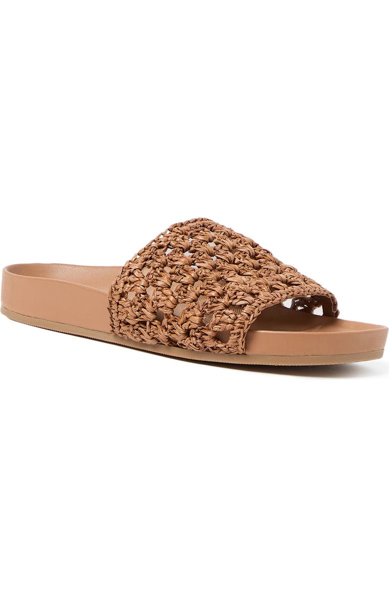 Loeffler Randall Henri Crochet Raffia Slide Sandal, Main, color, Brown