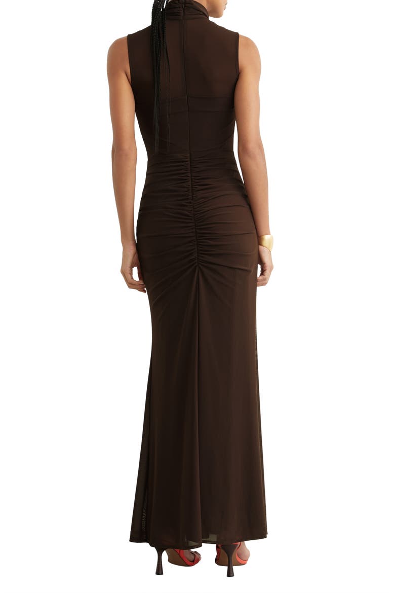 Colette Ruched Sleeveless Maxi Dress, Alternate, color, CHOCOLATE BROWN
