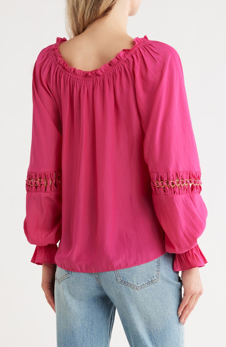 Ramy Brook Lili Chain Detail Off the Shoulder Blouse, Alternate, color, Paradise Pink