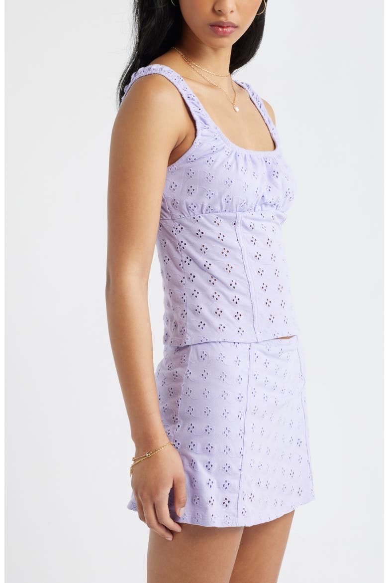 Ruched Cotton Eyelet Tank, Alternate, color, PURPLE SPRAY