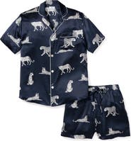 Petite Plume Panther Print Silk Short Pajamas