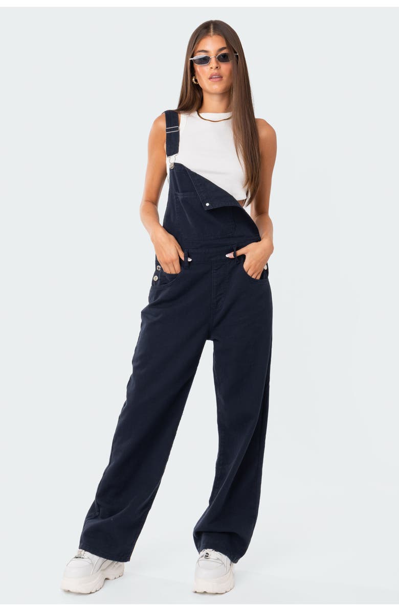 EDIKTED Sk8ter Wide Leg Denim Overalls, Alternate, color, Blue