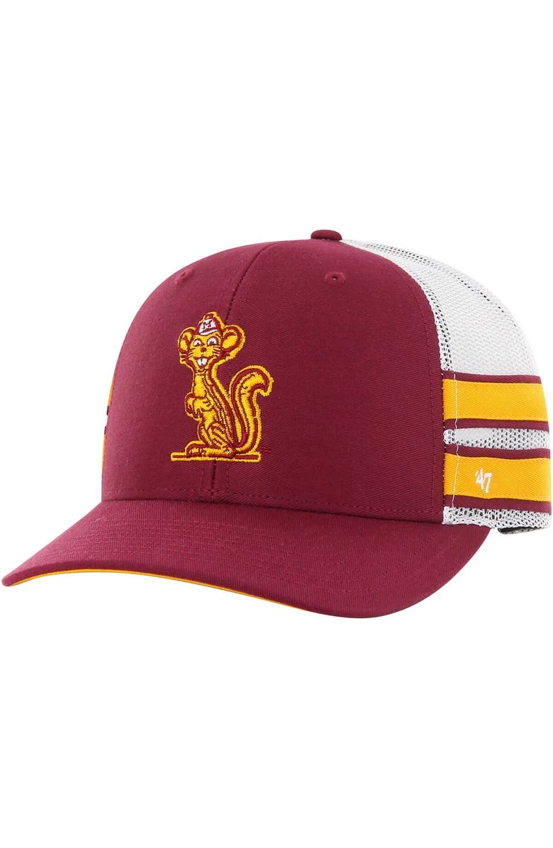 '47 Men's '47 Maroon Minnesota Golden Gophers Straight Eight Adjustable Trucker Hat, Main, color, 