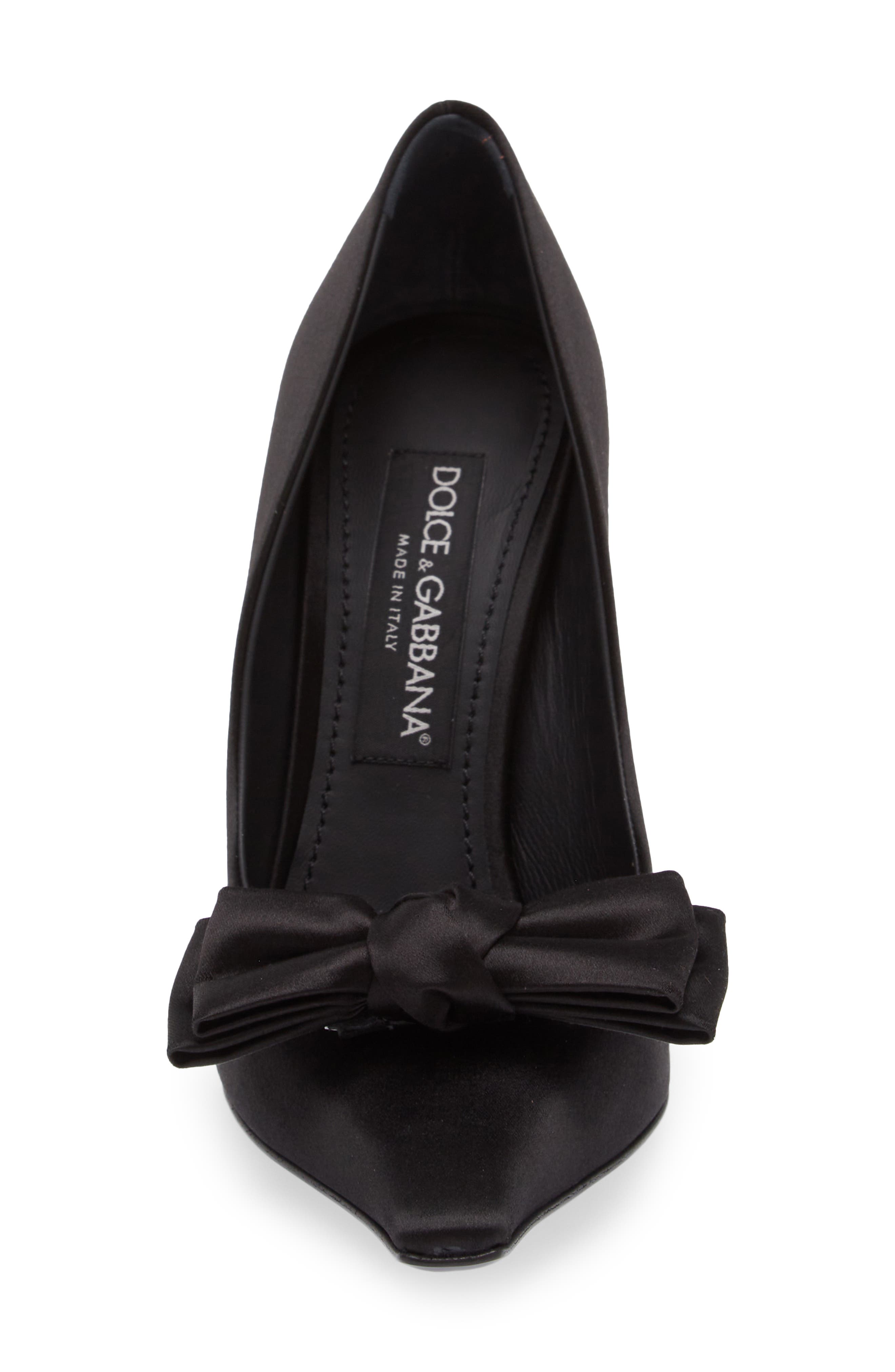 Dolce&Gabbana Mun Bow Satin Pump, Alternate, color, Nero/ Nero