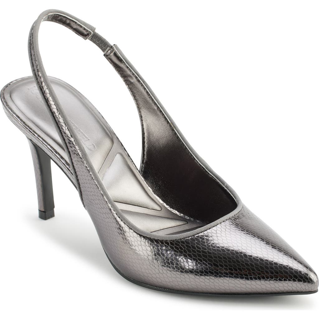Karl Lagerfeld Paris Rosalyn Snakeskin Embossed Pointed Toe Pump In Dark Slate