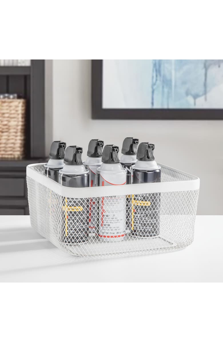 mDesign Metal Mesh Pantry Basket for Kitchen Storage - Set of 4 - White, Alternate, color, White