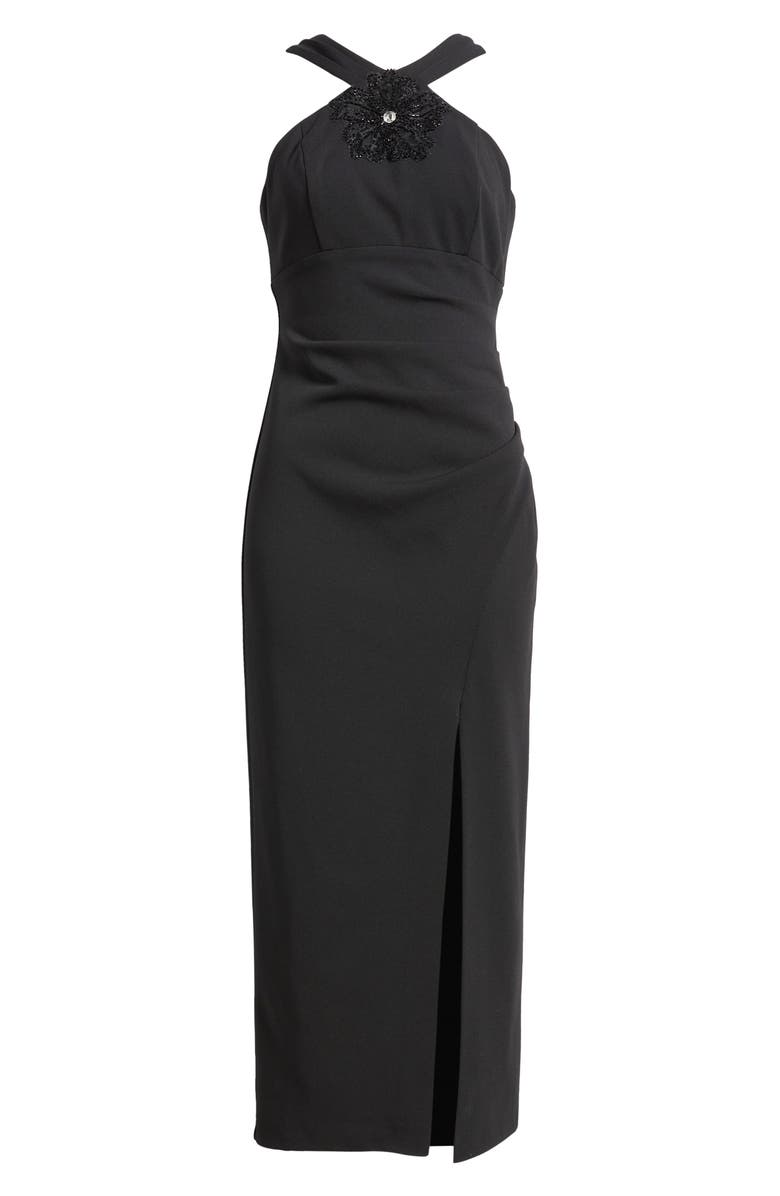 Eliza J Halter Neck Ruched Cocktail Dress, Main, color,
