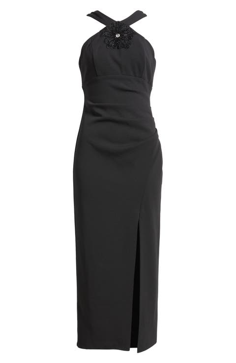 Halter Neck Ruched Cocktail Dress