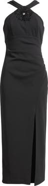 Eliza J Halter Neck Ruched Cocktail Dress