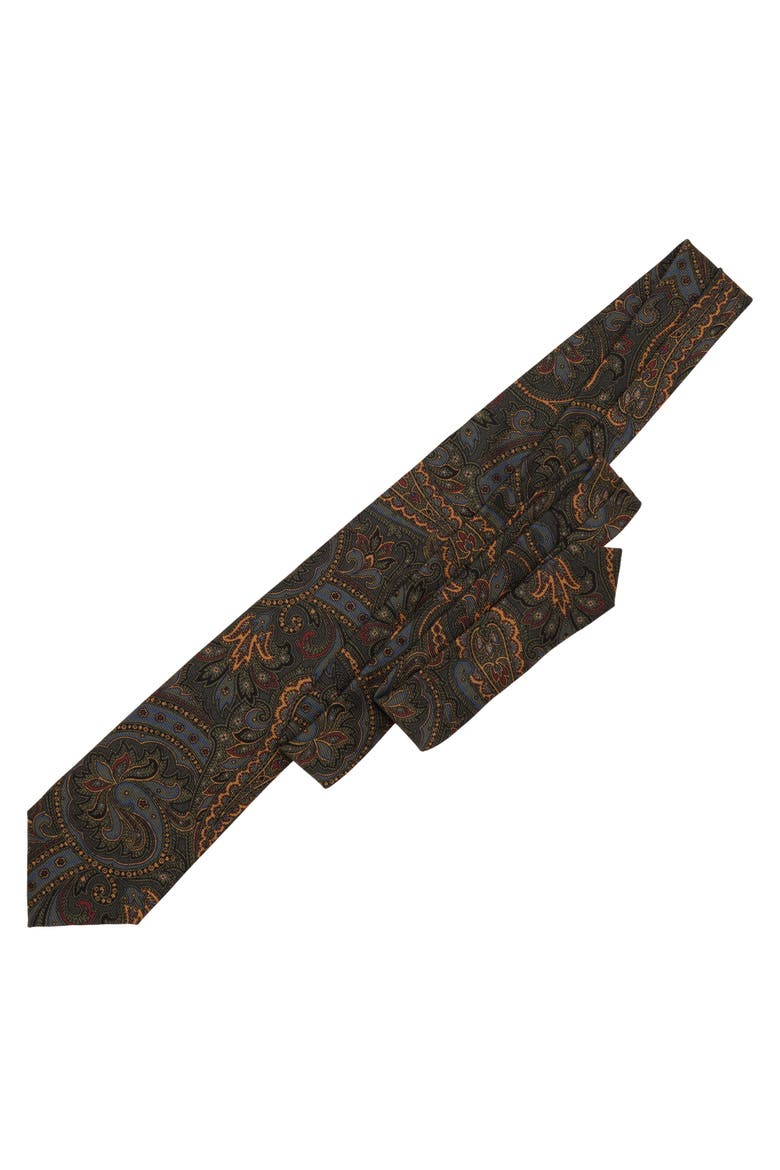 Marsala - Extra Long Printed Madder Silk Tie for Men, Alternate, color, Forest Green