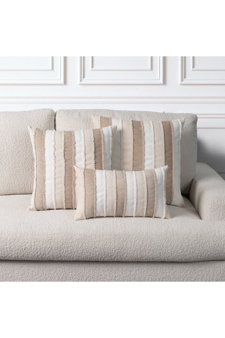 Vista Multi colored Velvet embroidered paneled Indoor & Outdoor Woven Accent Pillow, Alternate, color, Sandstone