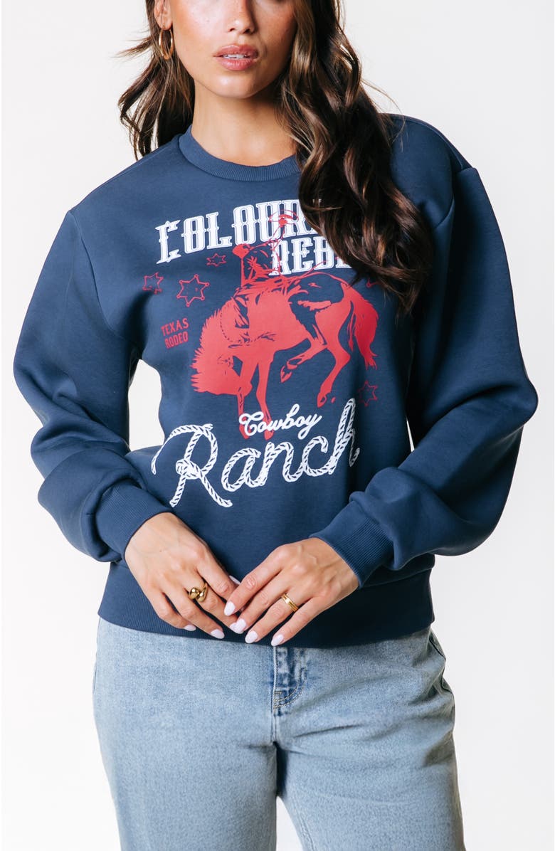 Colourful Rebel CR Ranch Relaxed Sweat, Main, color, Medium Blue