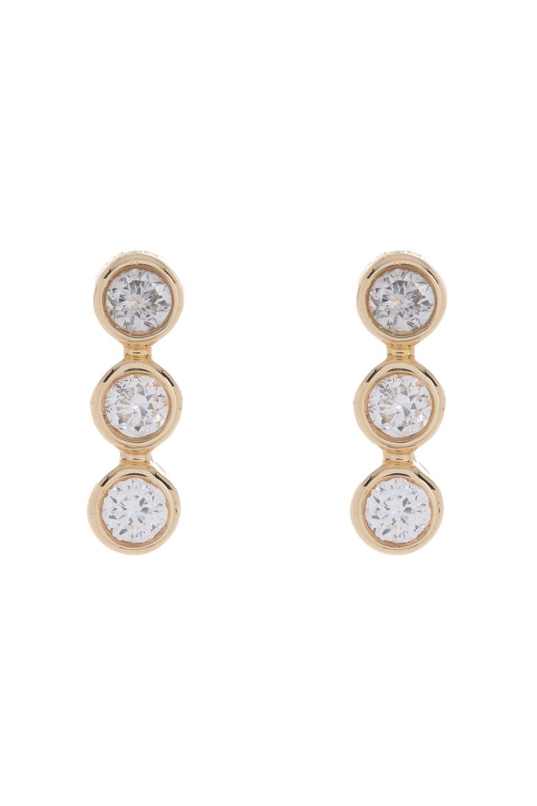 14K Yellow Gold Bezel Diamond Trio Stud Earrings - 0.07 ctw, Main, color, YELLOW GOLD/DIAMOND