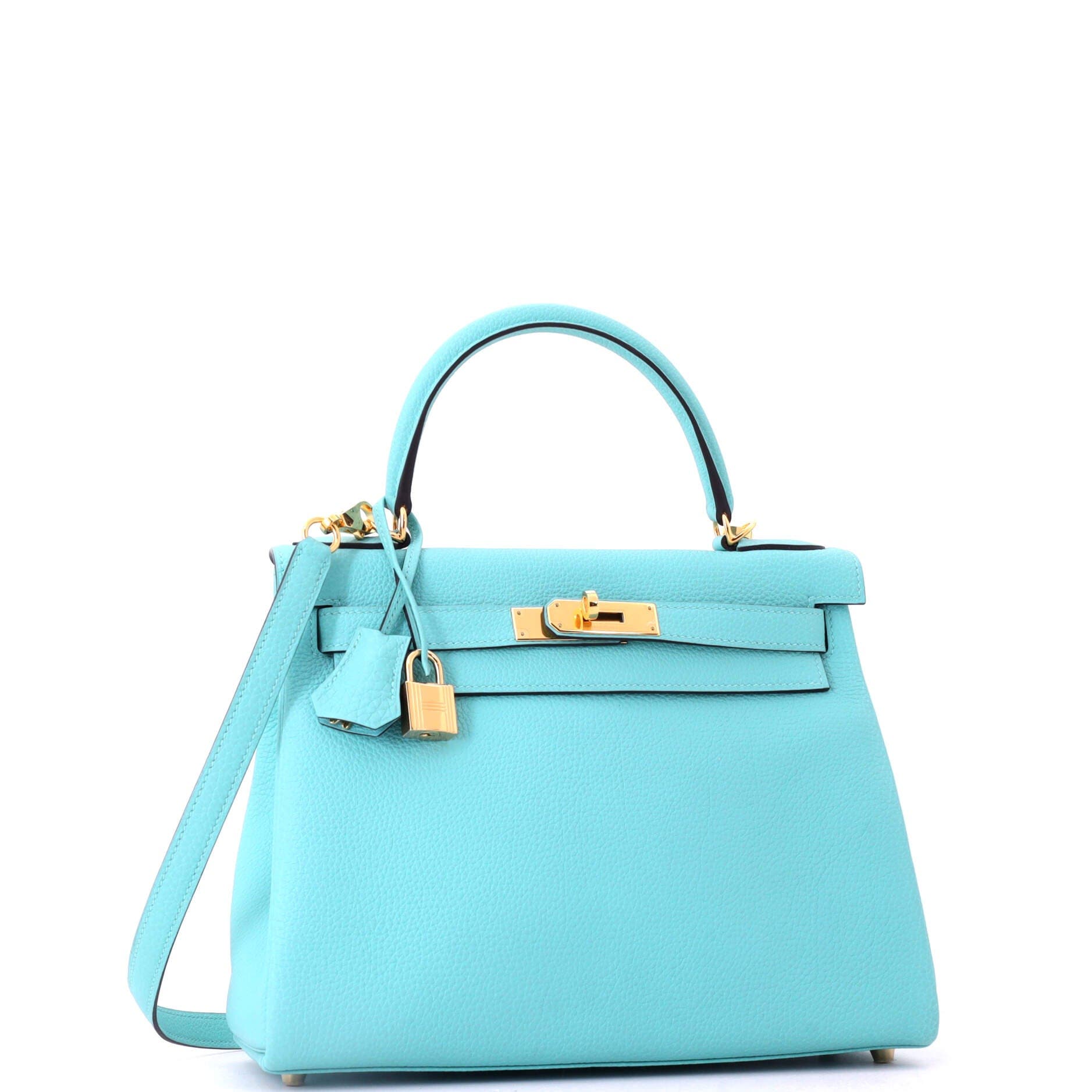 Pre-Owned Hermes Kelly Handbag Blue Togo with Gold Hardware 28, Alternate, color, Bleu Atoll
