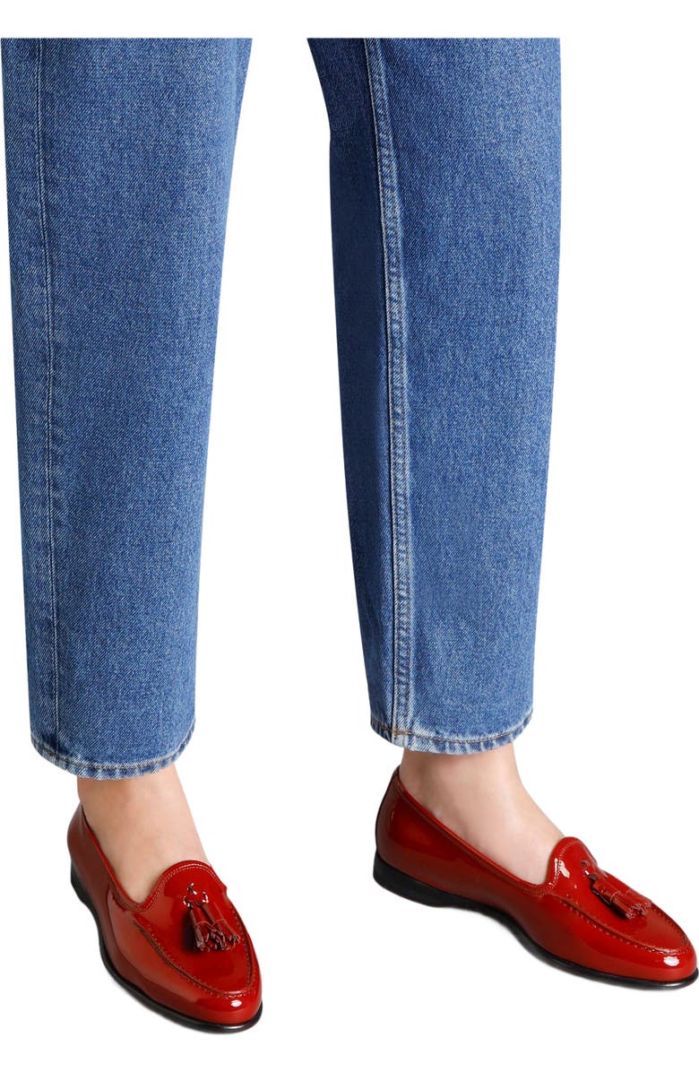Santoni Women's Andrea Red Patent Tassel Loafer, Main, color,