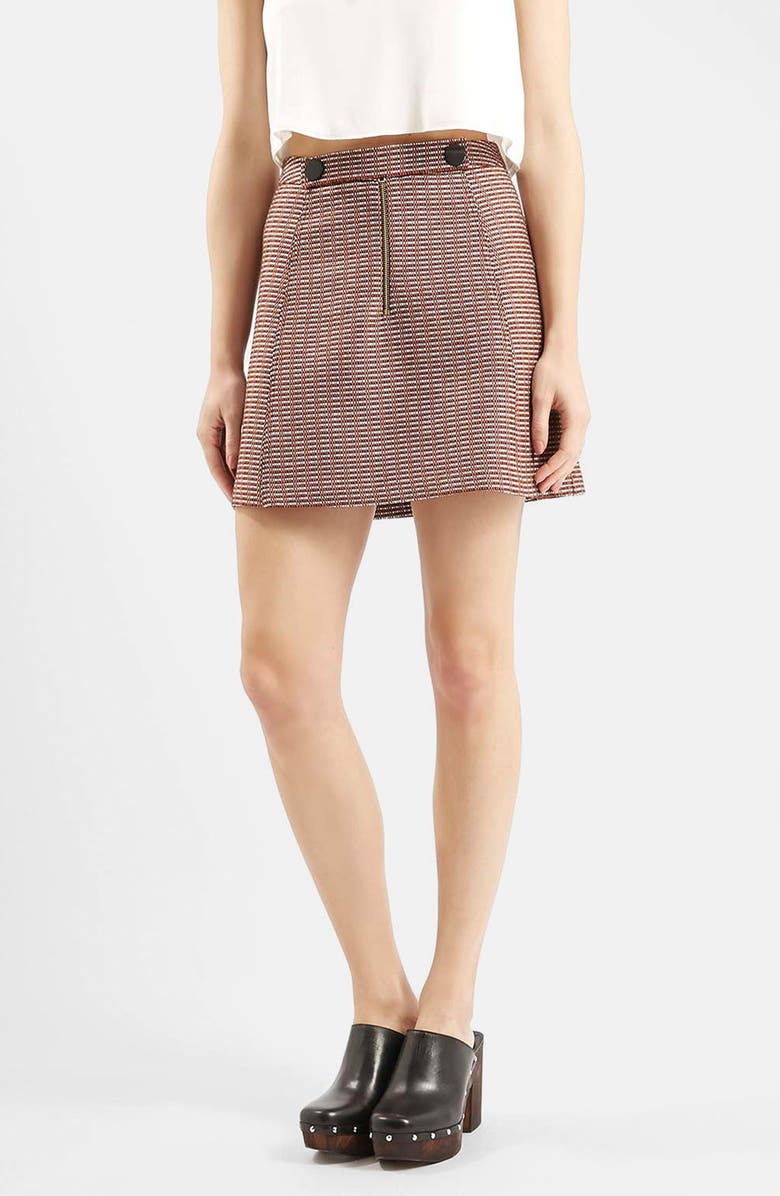 Topshop Textured A-Line Miniskirt, Main, color,
